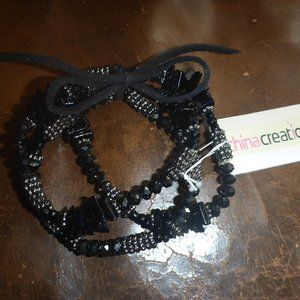 Set of 3 Beaded Elastic Bracelets